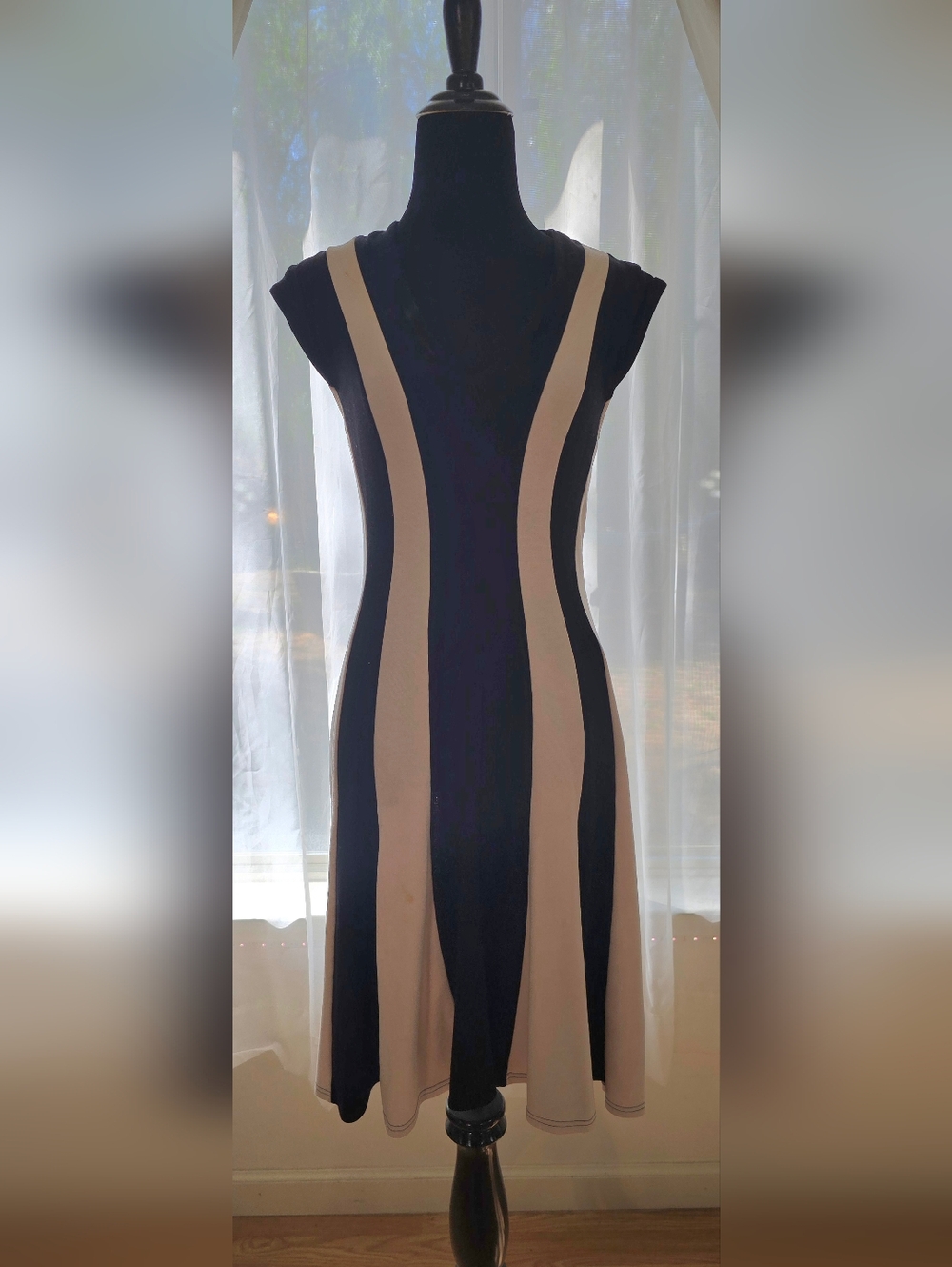 Venus Black and Beige Bodycon Dress - Women's Elegant Colorblock Dress